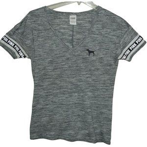 Victoria's Secret PINK Size Small Gray Heather V-neck Short Sleeve Tee t-shirt